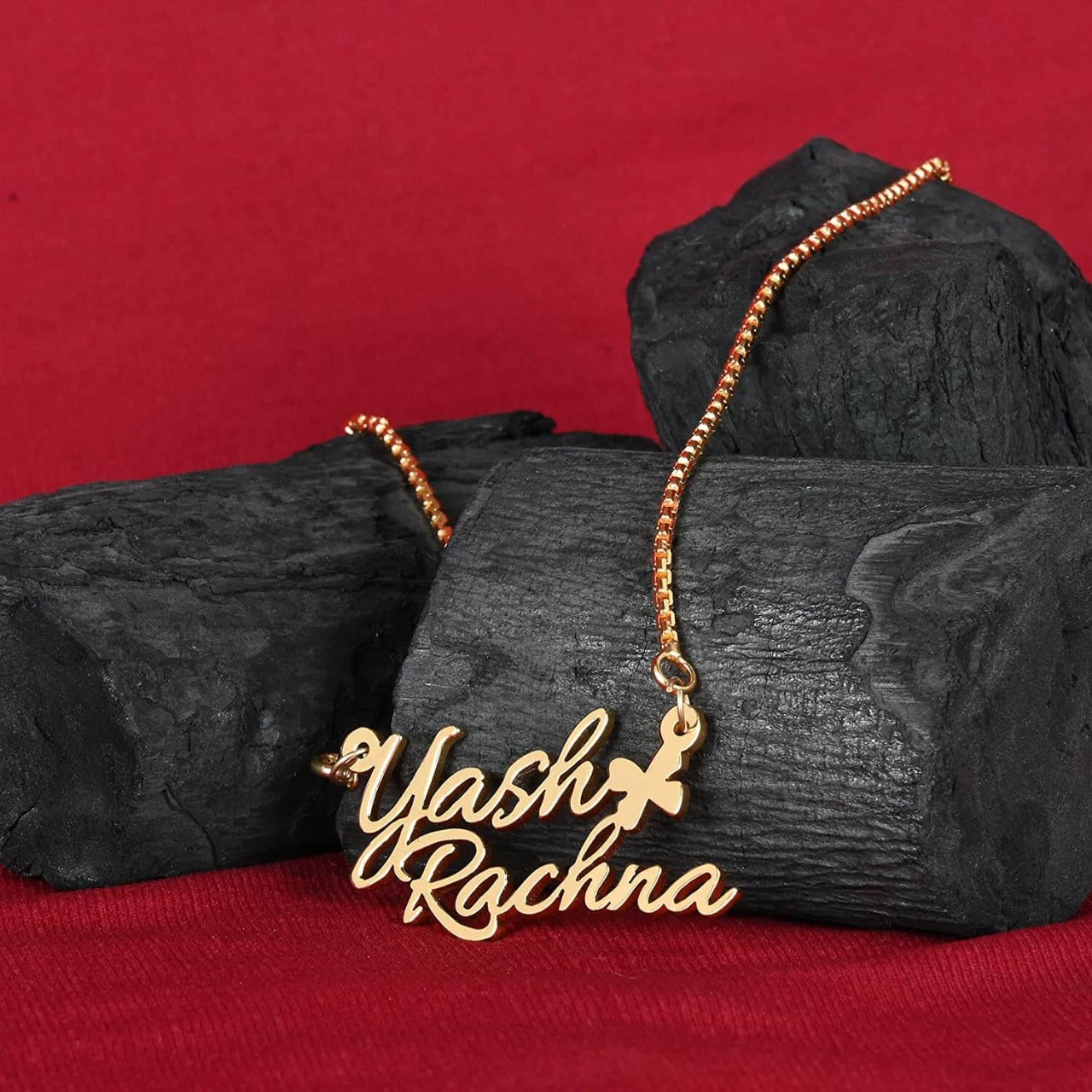 BUTTERFLY COUPLE NAME NECKLACE WITH BOTTOM INFINITY(18K GOLD PLATED)
