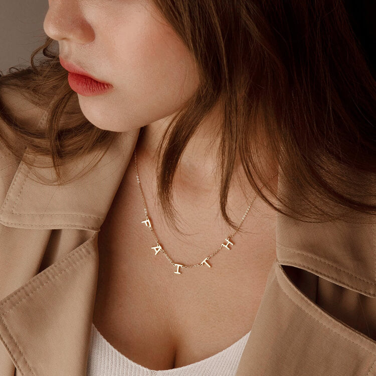 Gold Plated Spaced Letter Name Necklace