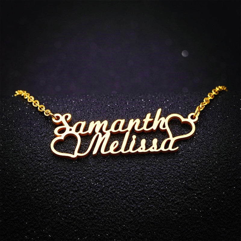 Gold Plated Love Heart Name Necklace