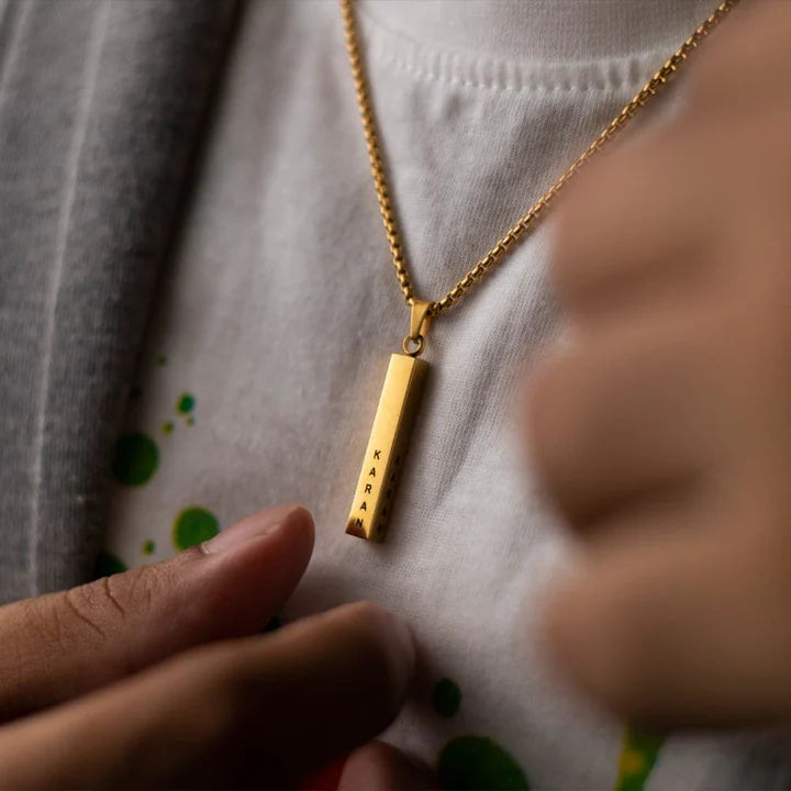 Personalised Cuboid Necklace For Men