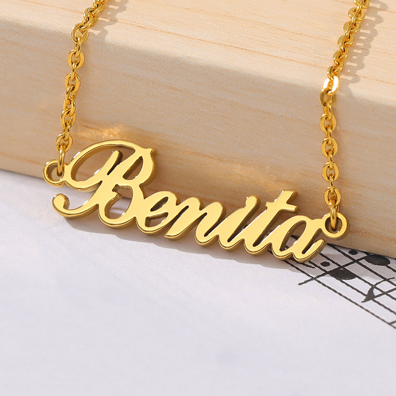 Gold Plated Simple Name Necklace